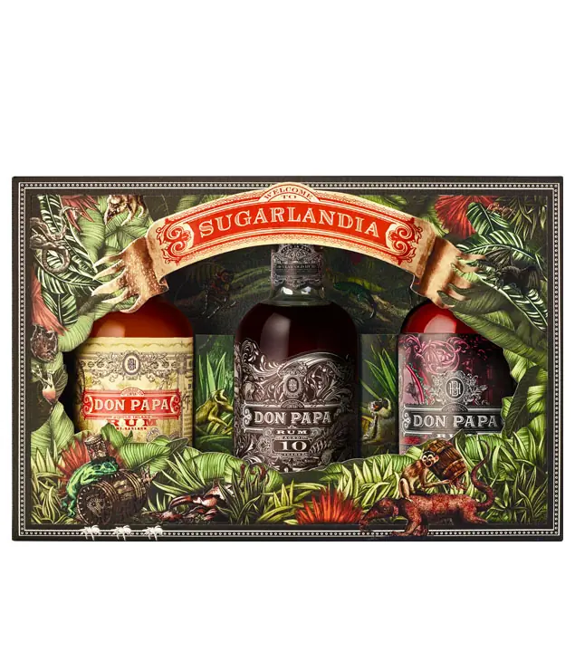 Don Papa Sugarlandia Tasting Set 7, 10 & Sherry Cask Rum-Probierset / 40, 43 & 45 % vol / 3 x 0,2 l  in Geschenkbox