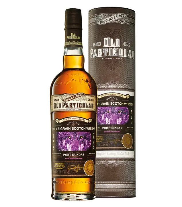 Douglas Laing’s Old Particular Port Dundas 16 Jahre The Wolf Single Grain Scotch Whisky / 53,8 % Vol. / 0,7 Liter in Geschenkbox