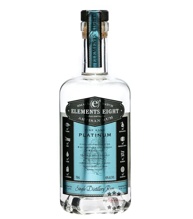 Elements Eight [e]8 Platinum Rum &ndash; Rum aus St. Lucia / 40 % Vol. / 0,7 Liter-Flasche