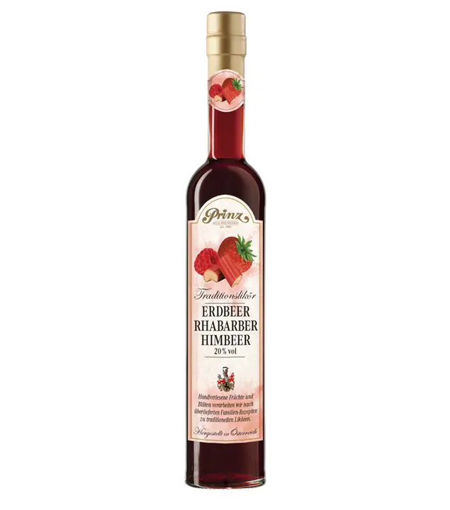 Prinz Erdbeer-Rhabarber-Himbeer-Likör Sommer Special Edition / 20 % Vol. / 0,5 Liter-Flasche