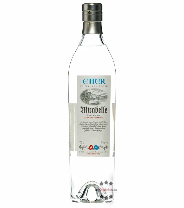 Etter Mirabelle – Edel-Fruchtbrand aus der feinen Mirabelle von Etter aus der Schweiz / 41% vol. 0,7 Liter-Flasche