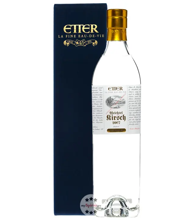 Etter Weichselkirsch 2007 – Limitierter Sauerkirschbrand in der Geschenkschachtel / 42% vol. 0,7 Liter-Flasche