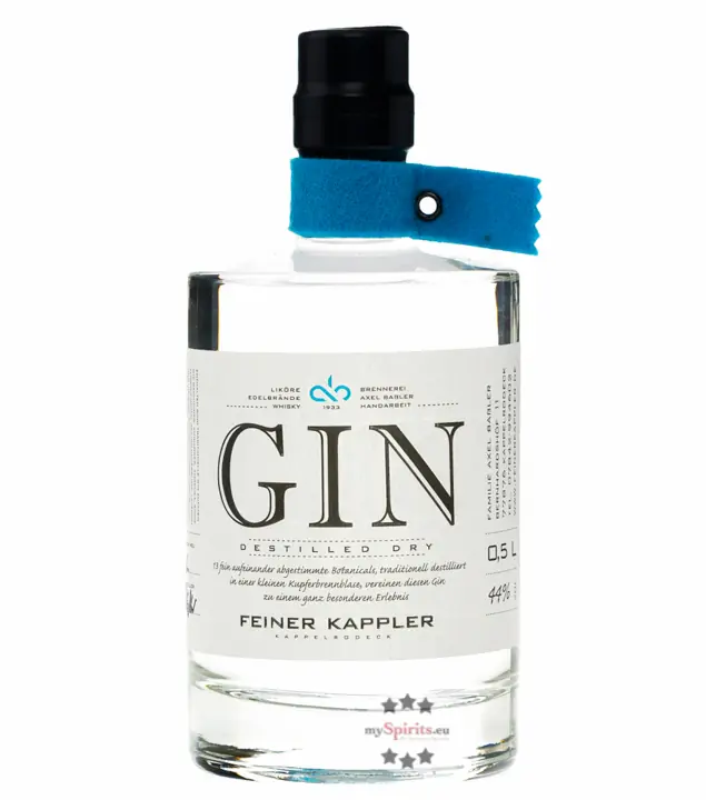 Feiner Kappler Destilled Dry Gin – Frisch-blumiger Gin aus dem Schwarzwald / 44 % vol. 0,5 Liter-Flasche
