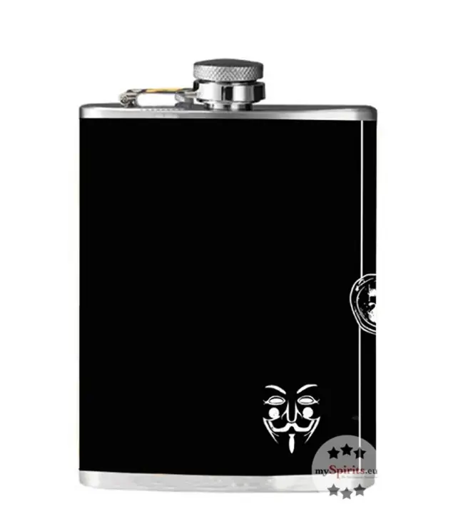 Guy Fawkes Flachmann mit Guy Fawkes 12 Jahre Whisky / 44,4 % vol / 0,2 Liter-Flasche aus Edelstahl