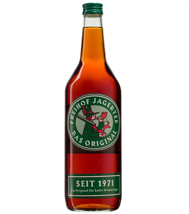 Freihof Jagertee  – Original Jägertee aus Österreich / 40 % vol. / 1,0 Liter-Flasche