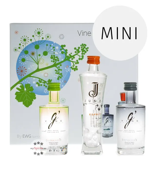 G‘Vine Flower Set Miniaturen – Drei Sorten Gin in Probiergröße als Geschenkset in Deko-Box / 3 x 0,05l