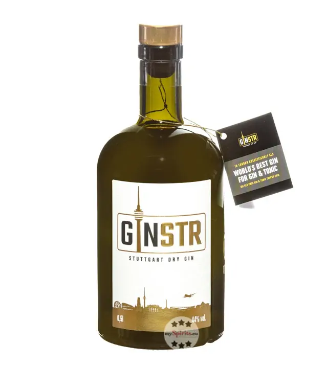 GINSTR Stuttgart Dry Gin / 44 % Vol. / 0,5 Liter-Flasche