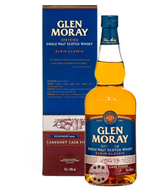 Glen Moray Cabernet Cask Finish Speyside Single Malt Scotch Whisky / 40 % Vol. / 0,7 Liter-Flasche in Geschenkbox