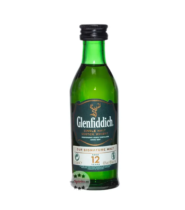 Glenfiddich 12 Jahre Single Malt Scotch Whisky Miniatur / 40 % Vol. / 0,05 Liter-Flasche in Geschenkdose