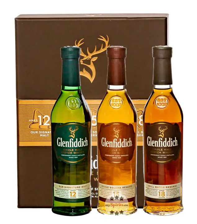 Glenfiddich Probierset 12, 15 & 18 Jahre Single Malt Scotch Whisky / 40 % Vol. / 3 x 0,2 Liter in Geschenkbox
