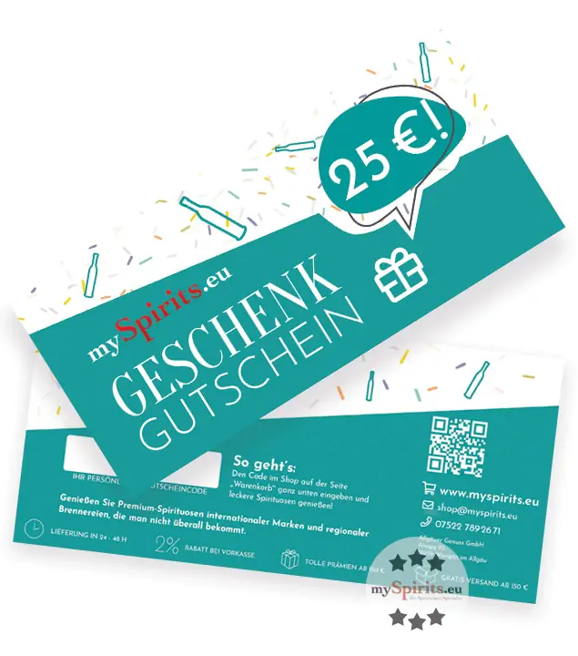 Einkaufsgutschein 25 € - Geschenk-Gutschein zum Einlösen auf mySpirits.eu