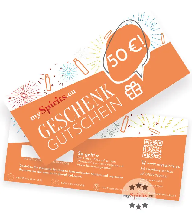 Einkaufsgutschein 50 € - Geschenk-Gutschein zum Einlösen auf mySpirits.eu
