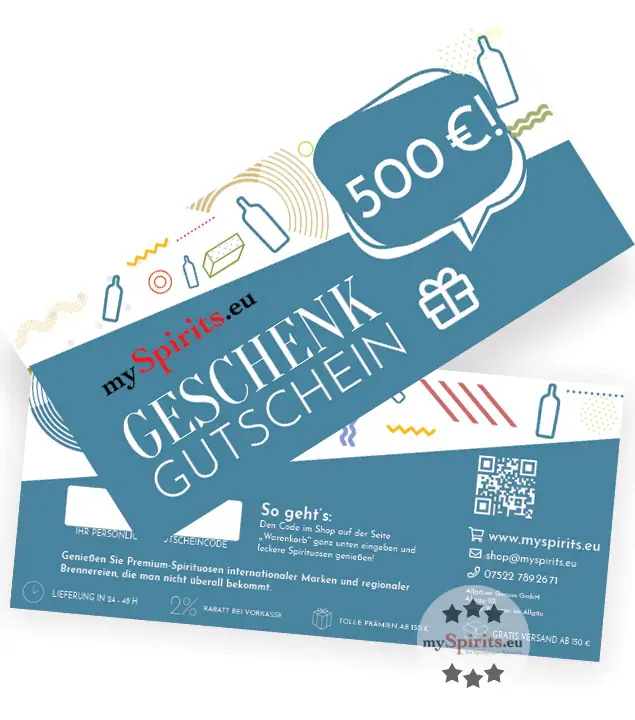 Einkaufsgutschein 500 € - Geschenk-Gutschein zum Einlösen auf mySpirits.eu