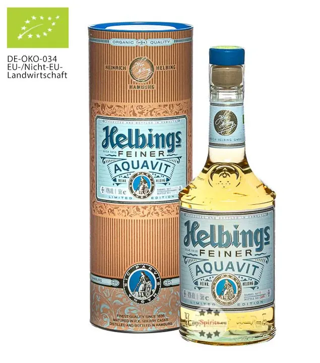 Helbings Feiner Aquavit Bio Limited Edition / 42 % Vol. / 0,5 Liter-Flasche in Geschenkdose