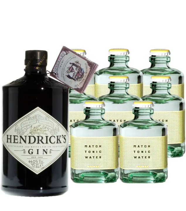 Hendrick’s Gin (44 % vol, 0,7 l) & 8 x Match Indian Tonic Water (0,2 l) inkl. 2,40 € Pfand