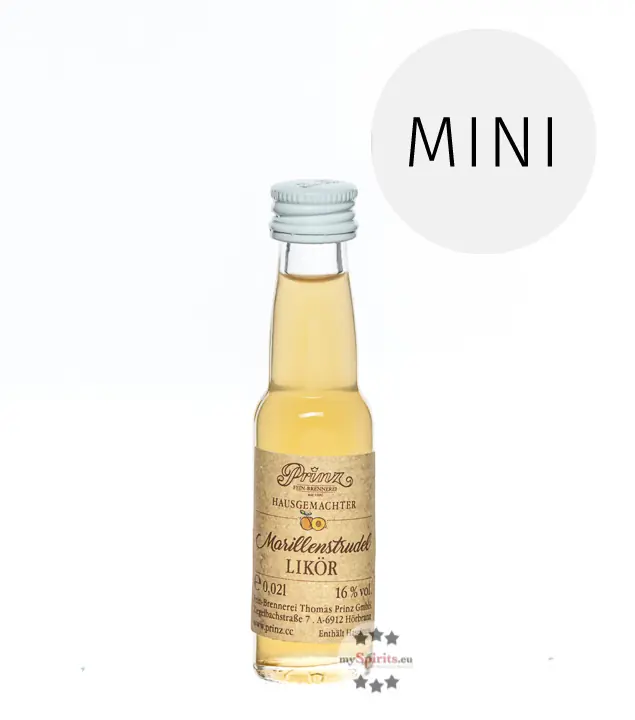 Prinz: Marillenstrudel Likör Miniatur / 16 % Vol. / 0,02 Liter-Flasche