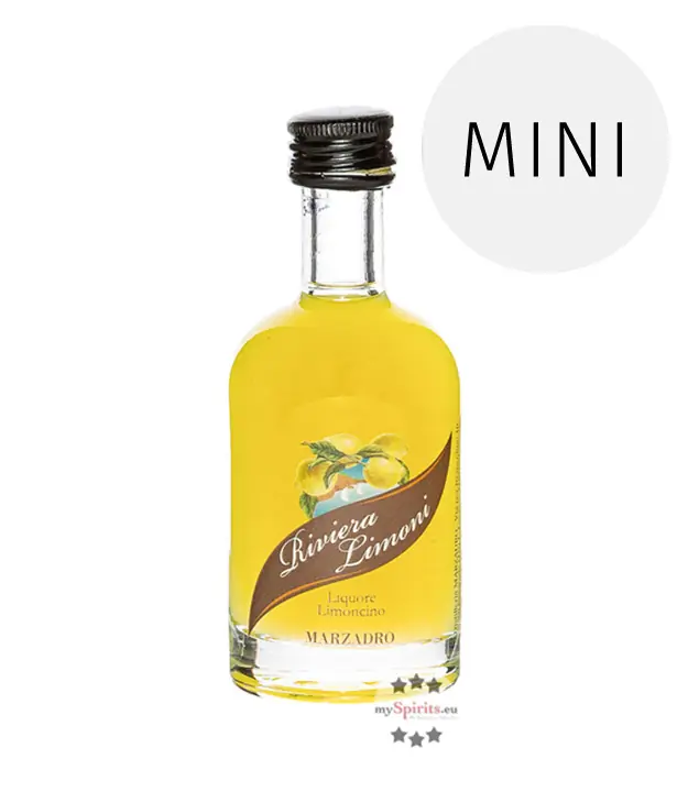 Marzadro Limoncino Zitronenlikör „Riviera dei Limoni“ Limoncello Miniatur / 30 % Vol. / 0,03 Liter-Flasche
