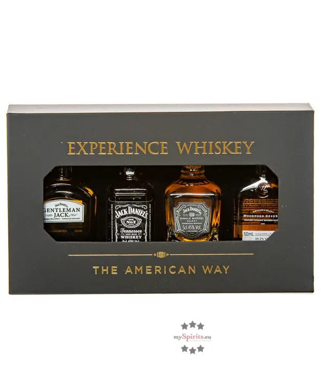 Jack Daniel's & Woodford Probierset „The American Way“ / 40 - 45 % vol / 4 x 0,05 Liter in Flasche