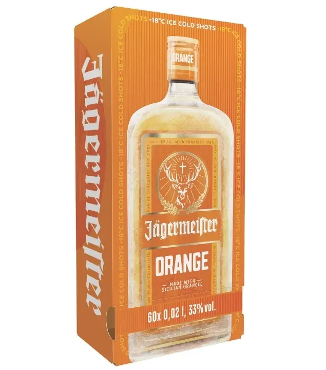Jägermeister Jäger-Automat Orange Likör-Miniaturen / 33 % vol / 60 x 0,02 Liter-Flasche