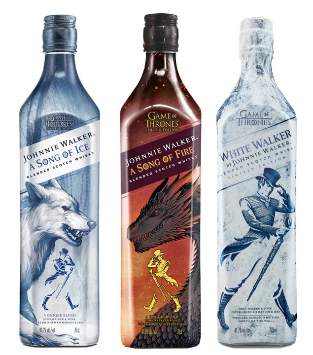 Johnnie Walker Set: 3 limitierte Game of Thrones Whiskys / 41,7 & 40,8 & 40,2 % Vol. / 3 x 0,7 Liter-Flaschen im Set
