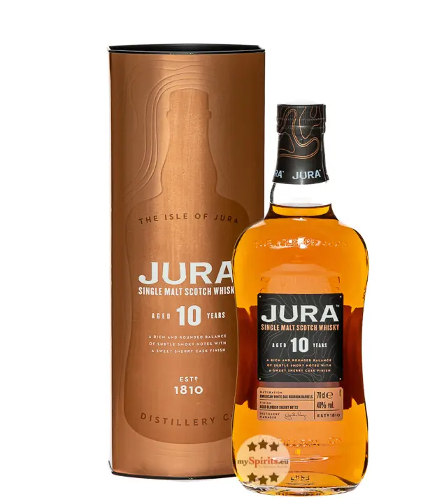 Jura 10 Jahre Single Malt Scotch Whisky / 40 % Vol. / 0,7 Liter-Flasche in Geschenkdose