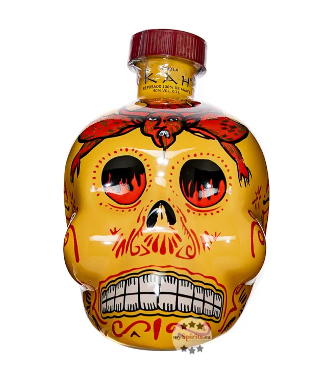 Kah Tequila Reposado / 40 % Vol. / 0,7 Liter in gelber Totenkopf-Flasche