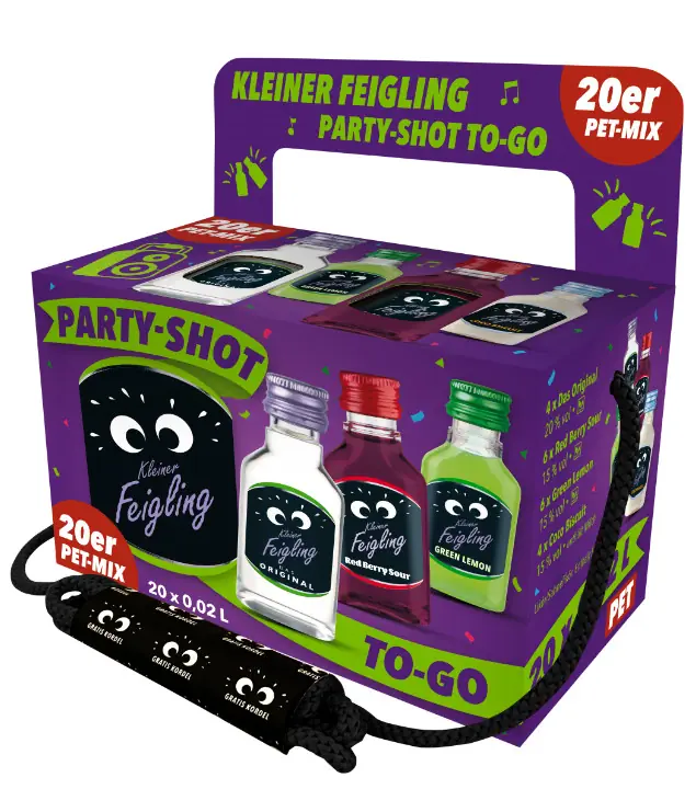 Kleiner Feigling Party-Shot to go Likör-Miniaturen / 15 % vol / 20 x 0,02 Liter-PET-Flasche