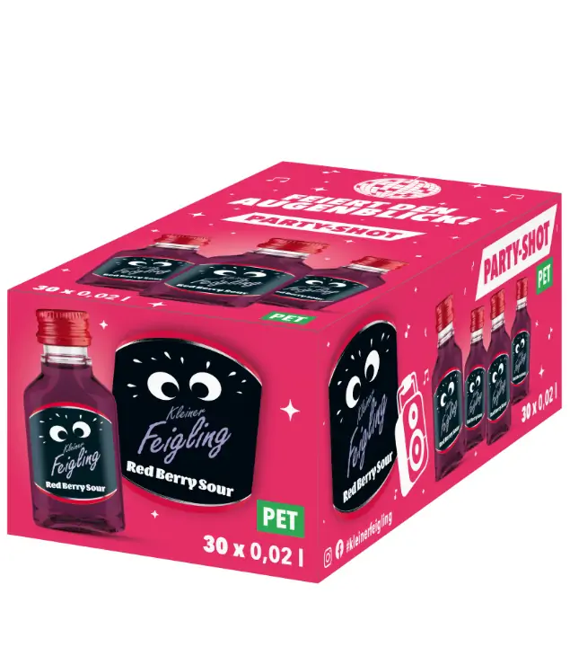 Kleiner Feigling Red Berry Sour Beerenlikör / 15 % vol / 30 x 0,02 Liter-PET-Flasche