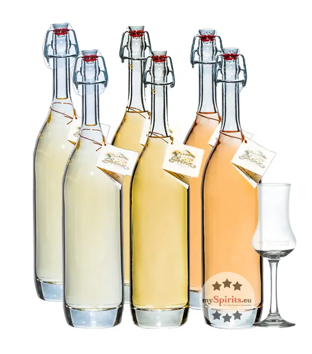 Prinz: Alte Sorten Kombi-Paket 0,5 l (Alte Marille, Williamsbirne & Wald-Himbeere) / 41 % vol / 6 x 0,5 Liter + gratis mySpirits Schnapskelch