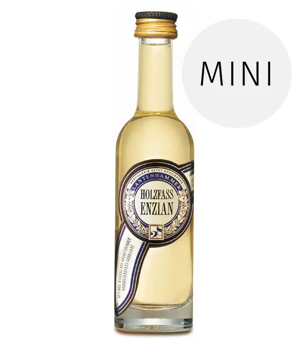 Lantenhammer: Holzfass Enzian 40% Vol. / 0,05-Liter-Flasche