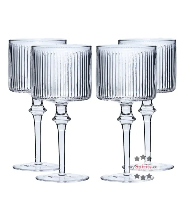 4 x Le Tribute Gin Glas Copa Glas mit Stiel / ca. 500 ml / Ø ca. 10 cm / H: ca. 22 cm / 4 Gläser im Set in Dekobox