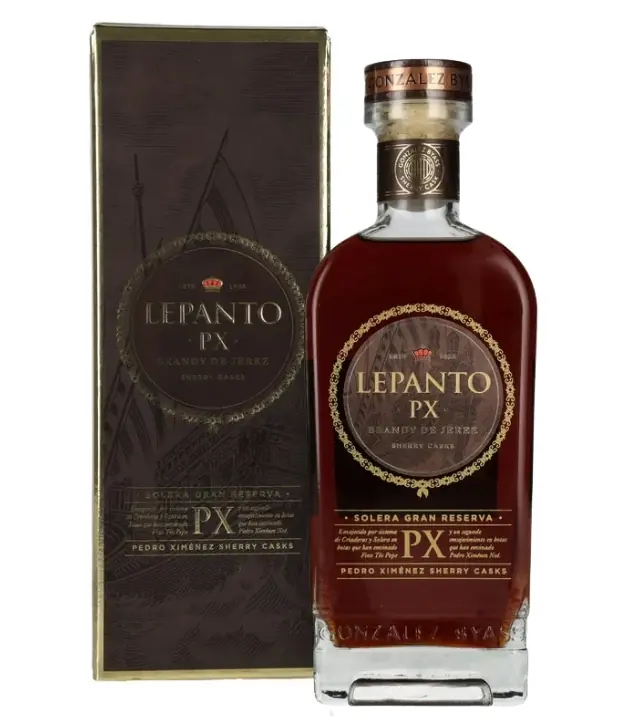 Lepanto PX Pedro Ximenez Brandy de Jerez / 36 % Vol. / 0,7 Liter-Flasche in Geschenkpackung