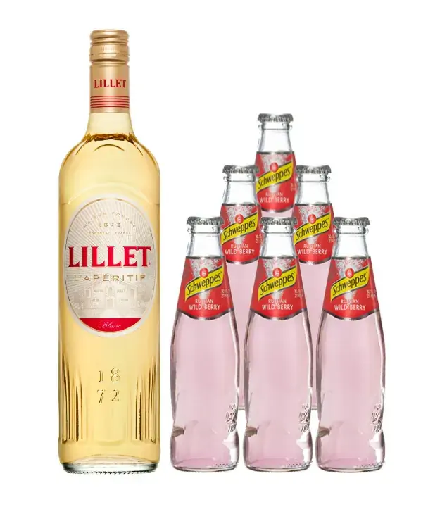 Lillet Wild Berry Set: 1 x Lillet Blanc (17 % Vol., 0,75 L) + 6 x Schweppes Wild Berry (0,2 L inkl. 0,60 € Pfand) 