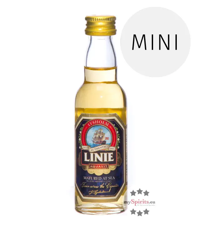 Linie Aquavit Kümmelschnaps Mini / 41,5 % Vol. / 0,05 Liter-Flasche
