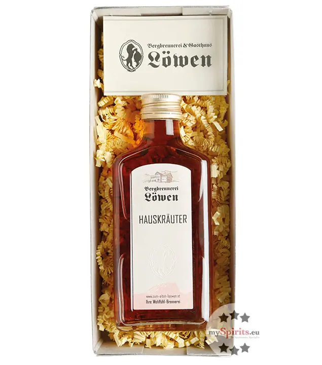 Bergbrennerei Löwen Geschenk-Set Kräutergenuss / 32 % Vol. / 0,2 Liter-Flasche