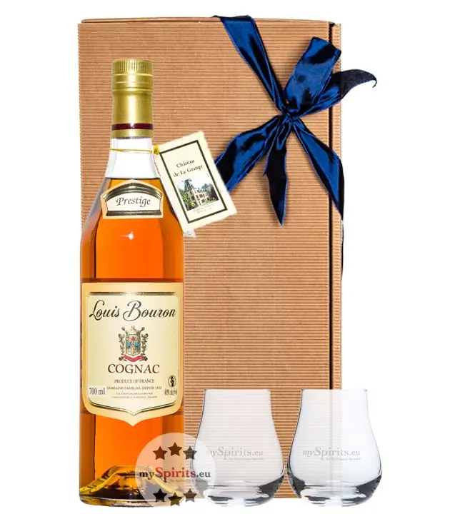 Geschenk-Set: Louis Bouron Prestige (40 % Vol. / 0,7 L) + 2 x mySpirits Nosingglas in Geschenkbox