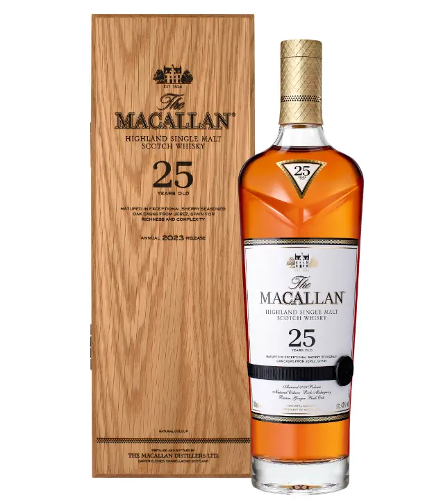 The Macallan 25 Years Sherry Oak Highland Single Malt Scotch Whisky / 43 % vol / 0,7 Liter-Flasche