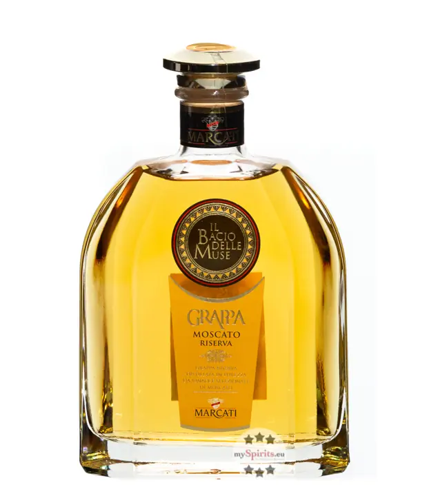 Marcati Grappa Moscato Riserva “Bacio delle Muse" / 40 % Vol. / 0,7 Liter-Flasche