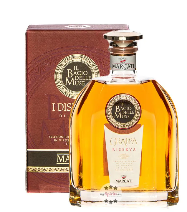 Marcati Grappa Riserva „Il Bacio delle Muse“ / 40 % Vol. / 0,7 Liter-Flasche in Geschenkbox