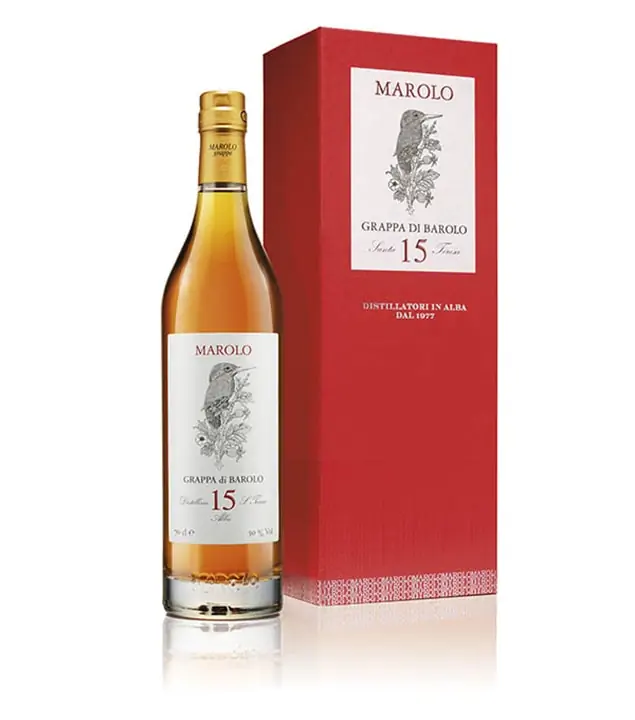 Marolo: Grappa di Barolo Barrique 15 Jahre / 50 % vol / 0,7 Liter-Flasche