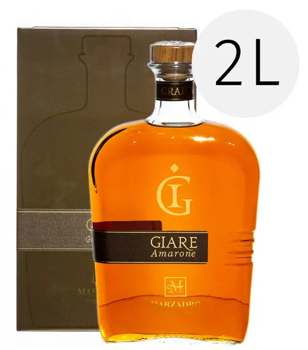 Marzadro Giare Amarone Grappa in Großflasche / 41 % Vol. / 2,0 Liter-Flasche in Geschenkkarton
