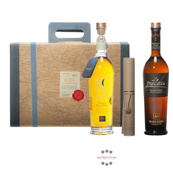 Marzadro Geschenk-Set Confezione Viaggio N. 3 Discovery Distillery / 41 % Vol. / 2 x 0,5 L