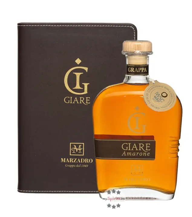 Marzadro Grappa Giare Amarone / 41 % Vol. / 0,7 Liter-Flasche in Kunstleder-Geschenkbox