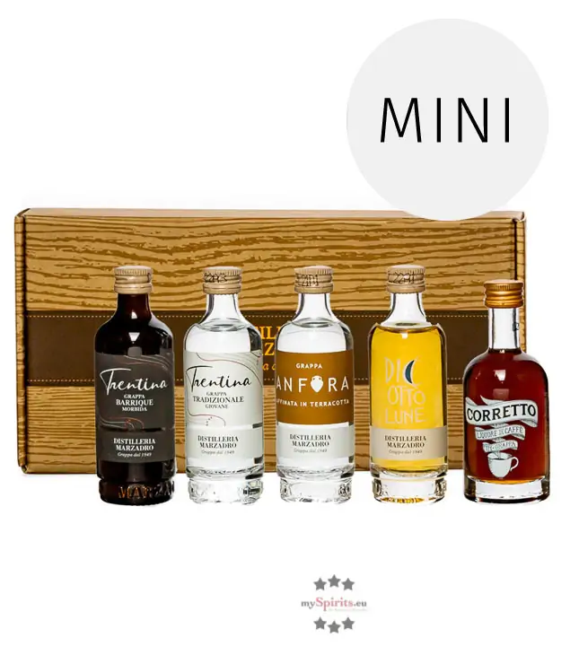 Marzadro Set Degustazione Le Mignon / 40 & 41 & 43 % Vol. / 5 x 0,05 Liter-Flaschen
