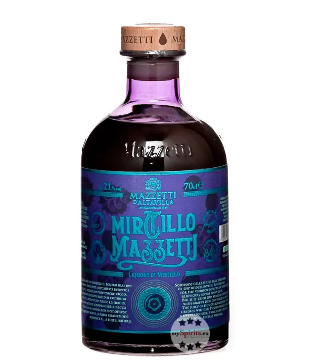 Mazzetti d’Altavilla Spirito di Mirtillo Likör mit Heidelbeeren & Grappa / 21 % Vol. / 0,7 Liter-Flasche