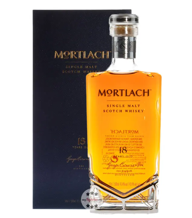 Mortlach 18 Years Old Speyside Single Malt Scotch Whisky – 2.81 distilled / 43,4 % vol. / 0,5 Liter-Schmuck-Flasche in Geschenk-Kassette