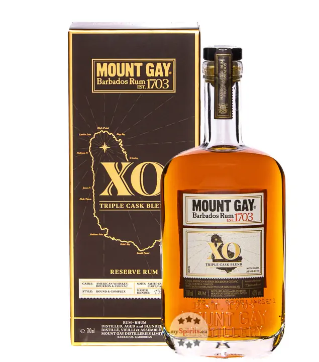 Mount Gay XO Barbados Rum Triple Cask Blend / 43 % Vol. / 0,7 Liter-Flasche in Geschenkbox