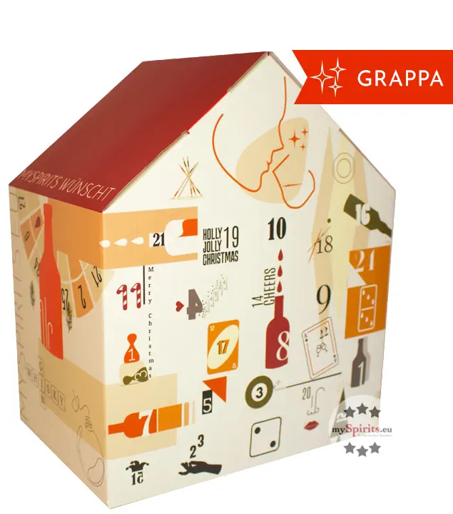 mySpirits Grappa Adventskalender Premium Selection / 40-51,4 % Vol. / 24 x 0,02l + mySpirits kleines Nosingglas