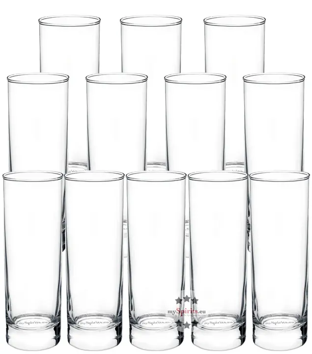 12 x mySpirits Longdrinkglas mit mySpirits-Logo im Boden / ca. 305 ml / Ø ca. 6 cm / H: ca. 16,5 cm