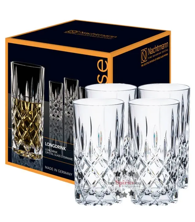 Nachtmann Noblesse Longdrink Glas im 4er-Set / ca. 375 ml / Ø ca. 7,7 cm / H: ca. 15,1 cm